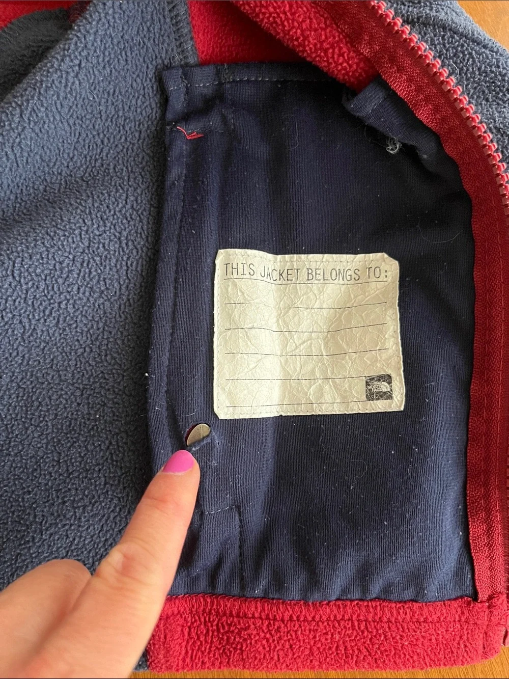 The North Face Maroon and Navy Kids' Full-Zip Fleece Jacket
